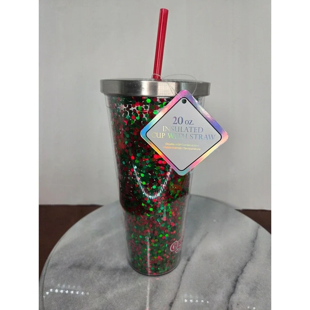 Silver Buffalo A Christmas Story Leg Lamp Tumbler 20oz Insulated Glitter Straw